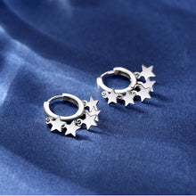 Load image into Gallery viewer, SLUYNZ 925 Sterling Silver Star Hoop Earrings for Women Teen Girls Shiny Star Earrings Hoop