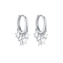 Load image into Gallery viewer, SLUYNZ 925 Sterling Silver Star Hoop Earrings for Women Teen Girls Shiny Star Earrings Hoop