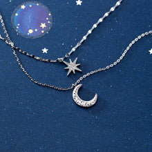 Load image into Gallery viewer, SLUYNZ 925 Sterling Silver Layered Necklace Chain Star Moon Choker Necklace for Women Teen Girls Layering Chain Choker