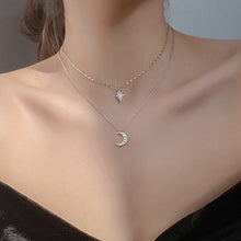 Load image into Gallery viewer, SLUYNZ 925 Sterling Silver Layered Necklace Chain Star Moon Choker Necklace for Women Teen Girls Layering Chain Choker