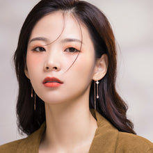 Load image into Gallery viewer, SLUYNZ 925 Sterling Silver Shiny Stars Dangle Earrings for Womens Girls Long Threader Earrings Chain Tassel Earrings