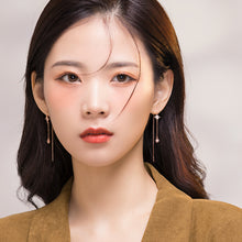 Load image into Gallery viewer, SLUYNZ 925 Sterling Silver Shiny Stars Dangle Earrings for Womens Girls Long Threader Earrings Chain Tassel Earrings