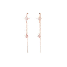 Load image into Gallery viewer, SLUYNZ 925 Sterling Silver Shiny Stars Dangle Earrings for Womens Girls Long Threader Earrings Chain Tassel Earrings