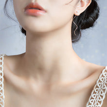 Load image into Gallery viewer, SLUYNZ 925 Sterling Silver Stars Wave Threader Earrings for Women Teen Girl Shiny CZ Earrings Drop Dangle earring Chain Ear Line