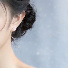 Load image into Gallery viewer, SLUYNZ 925 Sterling Silver Stars Wave Threader Earrings for Women Teen Girl Shiny CZ Earrings Drop Dangle earring Chain Ear Line