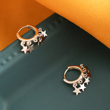Load image into Gallery viewer, SLUYNZ 925 Sterling Silver Star Hoop Earrings for Women Teen Girls Shiny Star Earrings Hoop