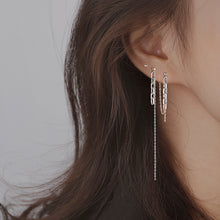 Load image into Gallery viewer, SLUYNZ 925 Sterling Silver Chain Dangle Earrings for Women Teen Girls Asymmetric Tassel Earrings