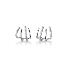 将图片加载到图库查看器,SLUYNZ 925 Sterling Silver Cool CZ Cuff Stud Earrings for Women Teen Girls Minimalist Studs Earrings Wrap