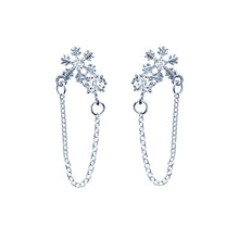 Load image into Gallery viewer, SLUYNZ 925 Sterling Silver Sparkling CZ Snowflake Dangle Earrings for Women Teen Girls Snowflake Earrings Tassel