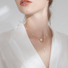 Load image into Gallery viewer, SLUYNZ 925 Sterling Silver Star Y Necklace for Women Teen Girls CZ Star Necklace Choker Necklace Pendant