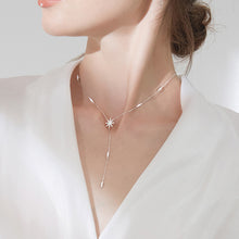 Load image into Gallery viewer, SLUYNZ 925 Sterling Silver Star Y Necklace for Women Teen Girls CZ Star Necklace Choker Necklace Pendant
