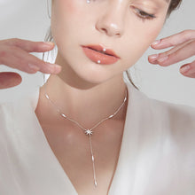 Load image into Gallery viewer, SLUYNZ 925 Sterling Silver Star Y Necklace for Women Teen Girls CZ Star Necklace Choker Necklace Pendant