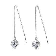 Load image into Gallery viewer, SLUYNZ 925 Sterling Silver Cubic Zirconia Drop Dangle Earrings Chain for Women Teen Girls Threader Earrings Tassel Chain (CZ Drop Dangle Earrings)