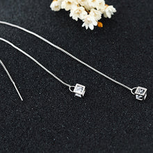 Load image into Gallery viewer, SLUYNZ 925 Sterling Silver Cubic Zirconia Drop Dangle Earrings Chain for Women Teen Girls Threader Earrings Tassel Chain (CZ Drop Dangle Earrings)