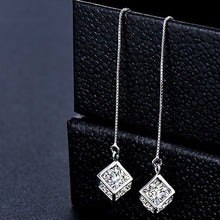 Load image into Gallery viewer, SLUYNZ 925 Sterling Silver Cubic Zirconia Drop Dangle Earrings Chain for Women Teen Girls Threader Earrings Tassel Chain (CZ Drop Dangle Earrings)