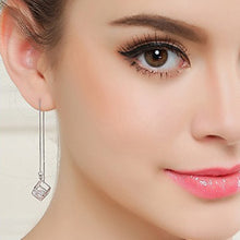 Load image into Gallery viewer, SLUYNZ 925 Sterling Silver Cubic Zirconia Drop Dangle Earrings Chain for Women Teen Girls Threader Earrings Tassel Chain (CZ Drop Dangle Earrings)