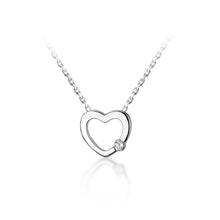 将图片加载到图库查看器,SLUYNZ 925 Sterling Silver Tiny Love Heart Pendant Necklace for Women Teen Girls Slender Heart Necklace Inlaid with CZ Stone