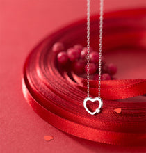 将图片加载到图库查看器,SLUYNZ 925 Sterling Silver Tiny Love Heart Pendant Necklace for Women Teen Girls Slender Heart Necklace Inlaid with CZ Stone