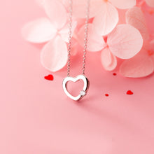 将图片加载到图库查看器,SLUYNZ 925 Sterling Silver Tiny Love Heart Pendant Necklace for Women Teen Girls Slender Heart Necklace Inlaid with CZ Stone