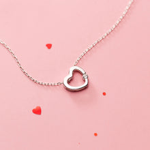 将图片加载到图库查看器,SLUYNZ 925 Sterling Silver Tiny Love Heart Pendant Necklace for Women Teen Girls Slender Heart Necklace Inlaid with CZ Stone