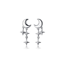 将图片加载到图库查看器,SLUYNZ 925 Sterling Silver Tiny Moon Star Earrings Studs for Teen Girls Small Pretty Moon Earrings