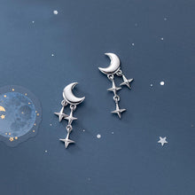 将图片加载到图库查看器,SLUYNZ 925 Sterling Silver Tiny Moon Star Earrings Studs for Teen Girls Small Pretty Moon Earrings