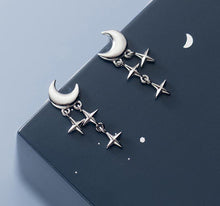将图片加载到图库查看器,SLUYNZ 925 Sterling Silver Tiny Moon Star Earrings Studs for Teen Girls Small Pretty Moon Earrings