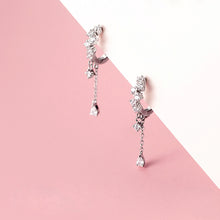 将图片加载到图库查看器,SLUYNZ 925 Sterling Silver Star Earrings Hoop for Women Teen Girls Shiny CZ Earrings Water Droplets Hoop Tassel Earrings Drop Earrings