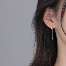 将图片加载到图库查看器,SLUYNZ 925 Sterling Silver Star Earrings Hoop for Women Teen Girls Shiny CZ Earrings Water Droplets Hoop Tassel Earrings Drop Earrings