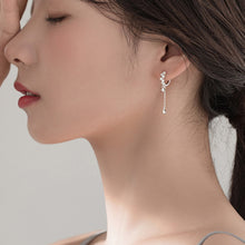 将图片加载到图库查看器,SLUYNZ 925 Sterling Silver Star Earrings Hoop for Women Teen Girls Shiny CZ Earrings Water Droplets Hoop Tassel Earrings Drop Earrings