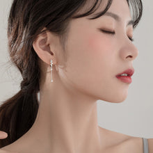将图片加载到图库查看器,SLUYNZ 925 Sterling Silver Star Earrings Hoop for Women Teen Girls Shiny CZ Earrings Water Droplets Hoop Tassel Earrings Drop Earrings