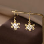 SLUYNZ 925 Sterling Silver Sparkling CZ Snowflake Earrings Drop for Women Snowflake Dangle Earrings Christmas Gifts