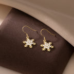 SLUYNZ 925 Sterling Silver Sparkling CZ Snowflake Earrings Drop for Women Snowflake Dangle Earrings Christmas Gifts