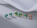 SLUYNZ 925 Sterling Silver Clover Stud Earrings for Women Teens Green Irish Shamrock Earrings Studs for St Patricks Day