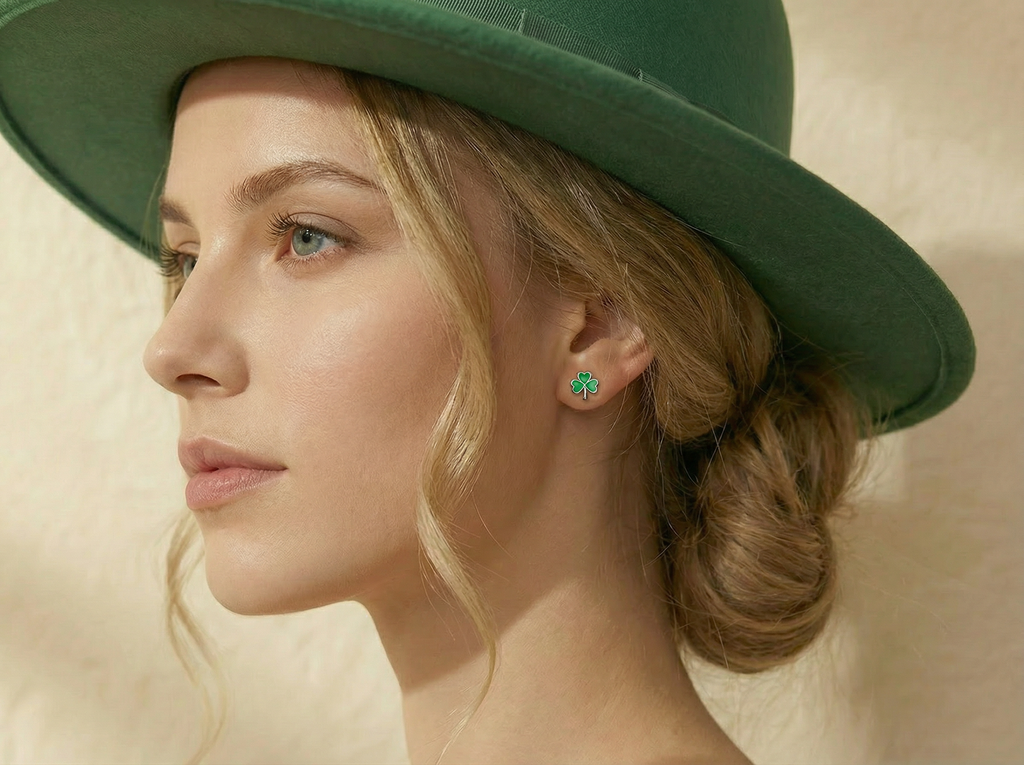SLUYNZ 925 Sterling Silver Clover Stud Earrings for Women Teens Green Irish Shamrock Earrings Studs for St Patricks Day