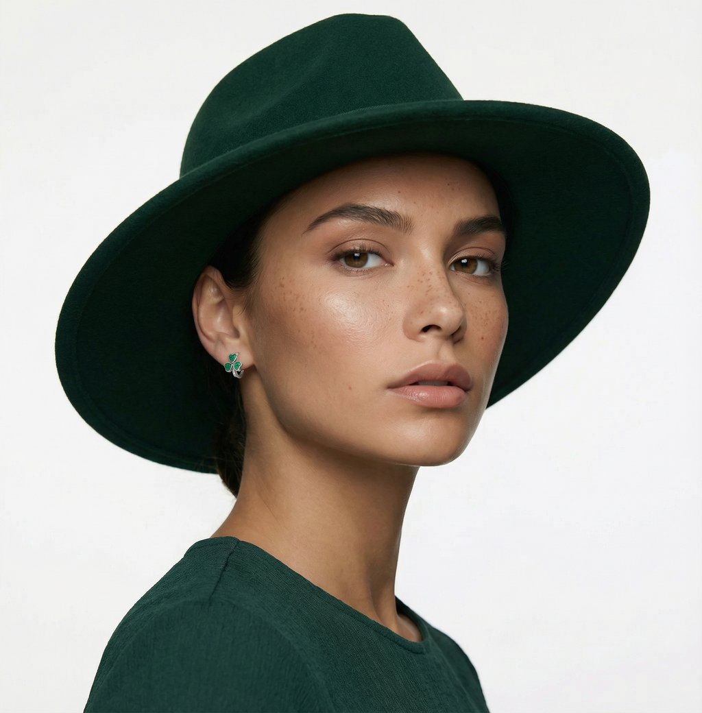 SLUYNZ 925 Sterling Silver CZ Love Clover Hoop Earrings for Women Teen Girls Green Shamrock Huggie Earrings for Summer
