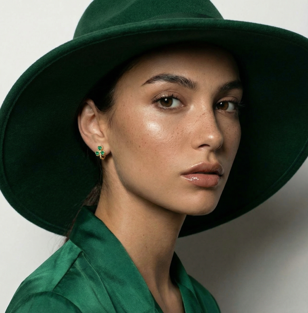 SLUYNZ 925 Sterling Silver CZ Love Clover Hoop Earrings for Women Teen Girls Green Shamrock Huggie Earrings for Summer