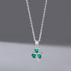 SLUYNZ 925 Sterling Silver Green Shamrock Choker Necklace for Women Teens Clover Pandant Necklace Chain