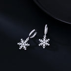 SLUYNZ 925 Sterling Silver Snowflake Hoop Earrings for Women Frozen Flower Hoop Earrings Winter Christmas Earrings
