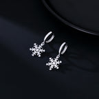 SLUYNZ 925 Sterling Silver Snowflake Hoop Earrings for Women Frozen Flower Hoop Earrings Winter Christmas Earrings