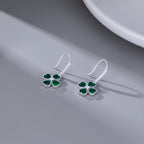 SLUYNZ Solid 925 Sterling Silver CZ Green Clover Earrings Drop for Women Teens Love Four Leaf Clover Dangle Earrings for St. Patrick's Day