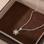 SLUYNZ 925 Sterling Silver Christmas Snowflake Pendant Necklace Chain for Women Teens Girls Snowflake Choker Necklace Winter