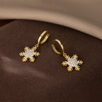 SLUYNZ 925 Sterling Silver Sparkly CZ Snowflake Hoop Earrings for Women Teens Christmas Earrings Drop Winter Party Earrings