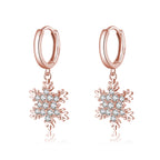 SLUYNZ 925 Sterling Silver Sparkly CZ Snowflake Hoop Earrings for Women Teens Christmas Earrings Drop Winter Party Earrings