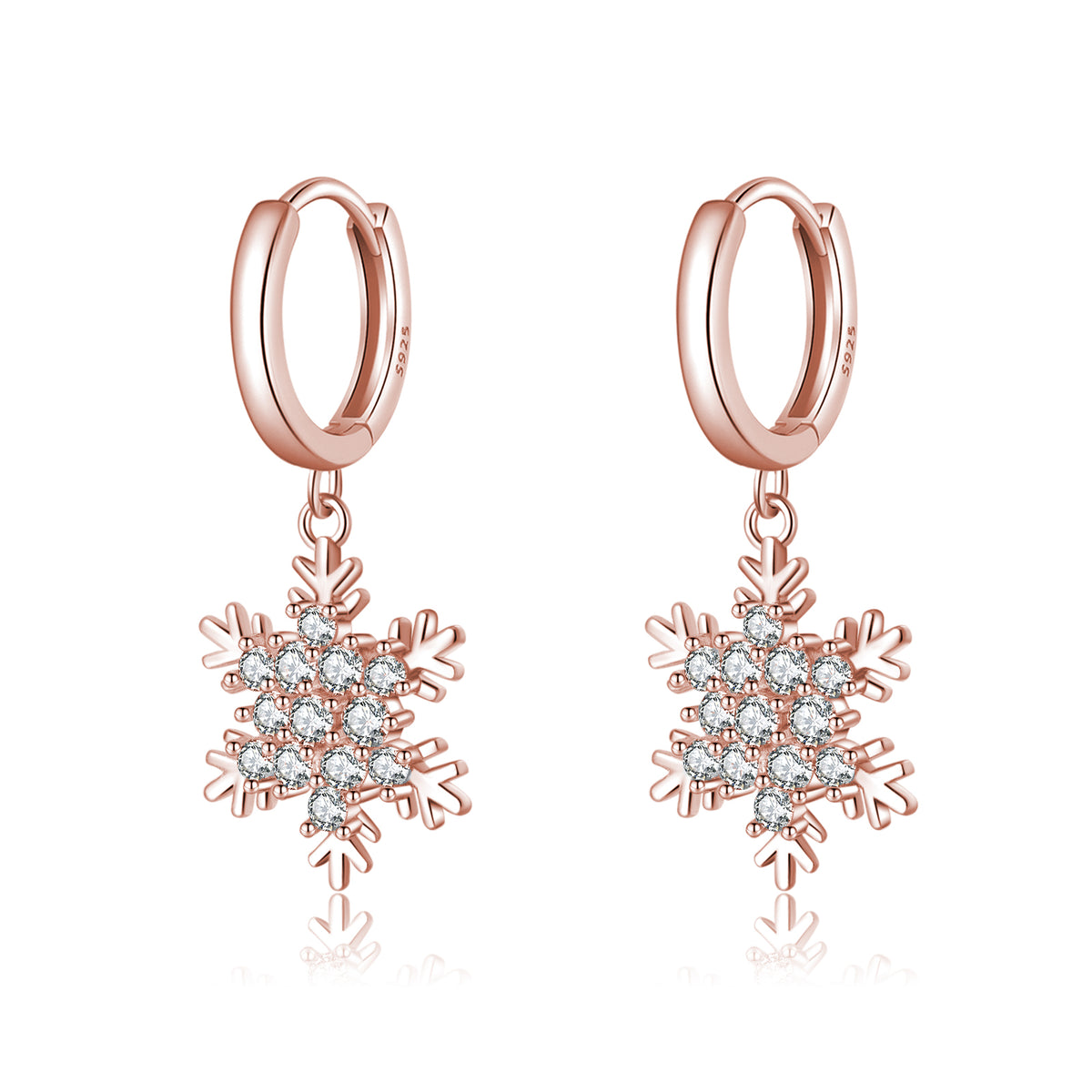 SLUYNZ 925 Sterling Silver Sparkly CZ Snowflake Hoop Earrings for Women Teens Christmas Earrings Drop Winter Party Earrings