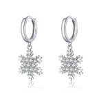 SLUYNZ 925 Sterling Silver Sparkly CZ Snowflake Hoop Earrings for Women Teens Christmas Earrings Drop Winter Party Earrings