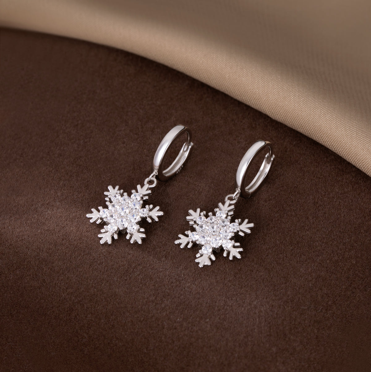 SLUYNZ 925 Sterling Silver Sparkly CZ Snowflake Hoop Earrings for Women Teens Christmas Earrings Drop Winter Party Earrings