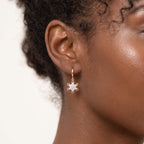 SLUYNZ 925 Sterling Silver Sparkly CZ Snowflake Hoop Earrings for Women Teens Christmas Earrings Drop Winter Party Earrings