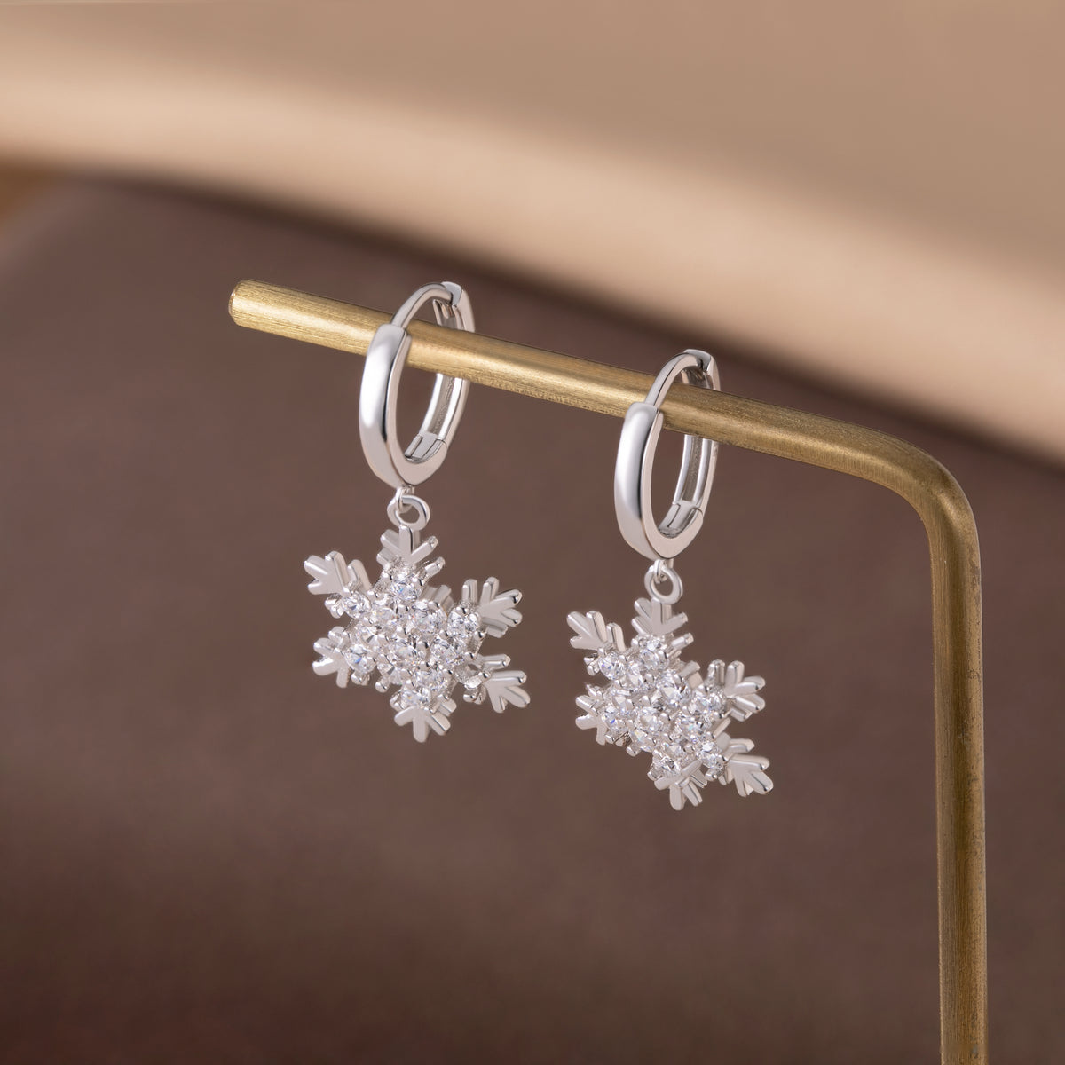 SLUYNZ 925 Sterling Silver Sparkly CZ Snowflake Hoop Earrings for Women Teens Christmas Earrings Drop Winter Party Earrings