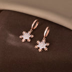 SLUYNZ 925 Sterling Silver Sparkly CZ Snowflake Hoop Earrings for Women Teens Christmas Earrings Drop Winter Party Earrings